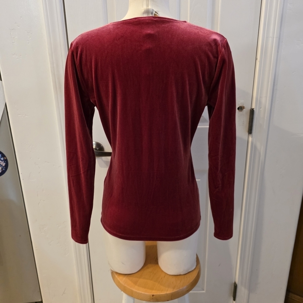 J. Crew Velvet Wrap Top - Cranberry - Picture 5 of 8